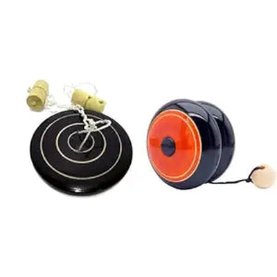 Wooden Spinning Yo-Yo and Multi-Color Bhingri Hand Spinning Toy (set of 2)