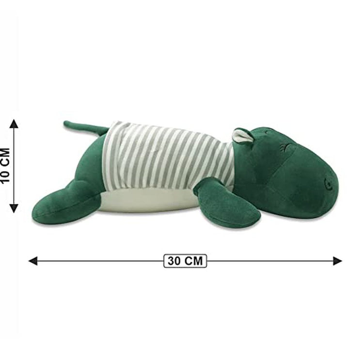 Soft Animal Plush Sleeping Hippopotamus Toy Green - 30cm