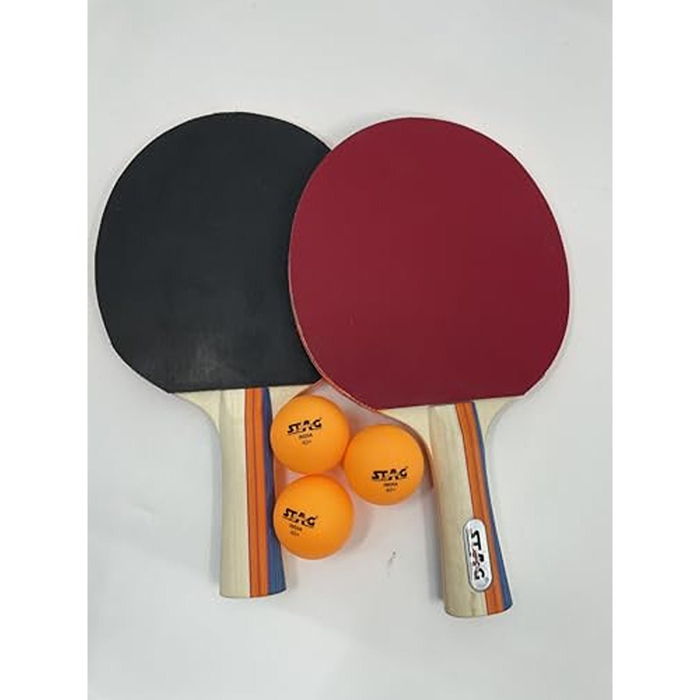 STAG ICONIC 2 Star Table Tennis Playset, 2 Racquets & 3 Balls (Orange)