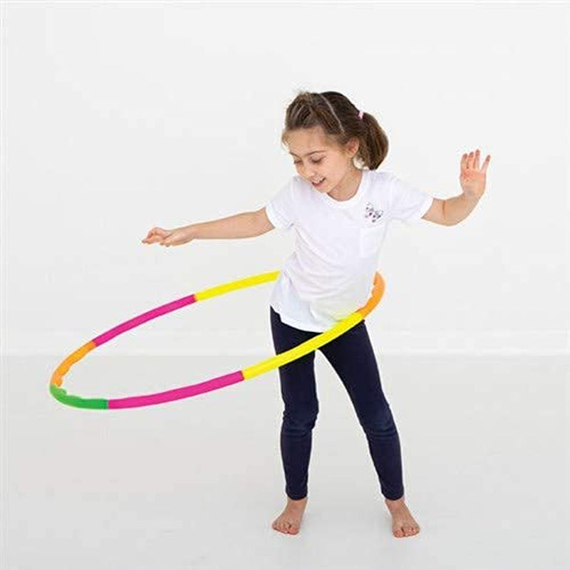 Fitfix Hula Hoop Exercise Fitness Ring for Kids and Adult (Multicolor Classic Design) - Adjustable 6 Inter lockable Pieces Ring (Adjustable Plain Hoop)