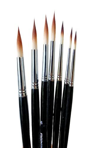 Set of 7 Round Handcrafted Paint Brushes | Black