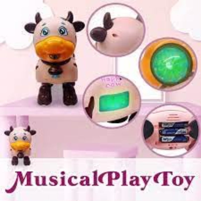 Moving and Dancing Cow Toy with Flashing Lights and Sound