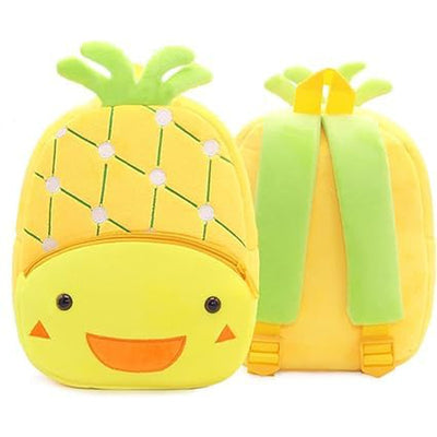 Premium Quality Soft Design Multicolor Pineapple Shape School Bag for Kids - 14 Inches