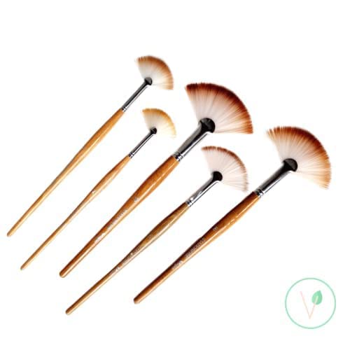 Signature Handcrafted Fan Brush | Set of 5 (2 4 6 8 10) | Suitable for Mixmedia