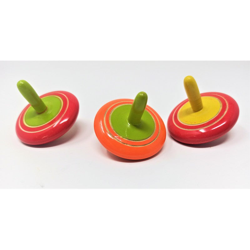 Wooden Toy -Spinning Chakri - Set Of 3 (Available in Assorted Colors)