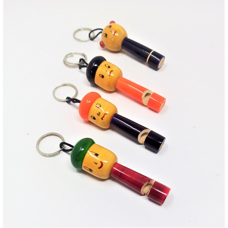 Wooden Whistle and Keyring (Set of 2 ) (Available in Assorted Colours)