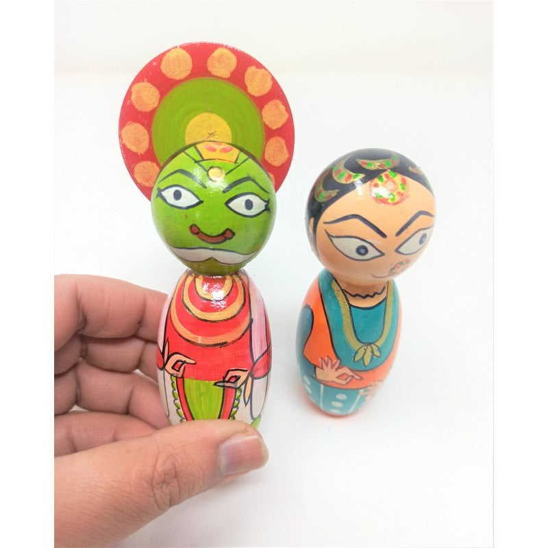 Wooden Toy Pretend Play Kathakali Peg Dolls