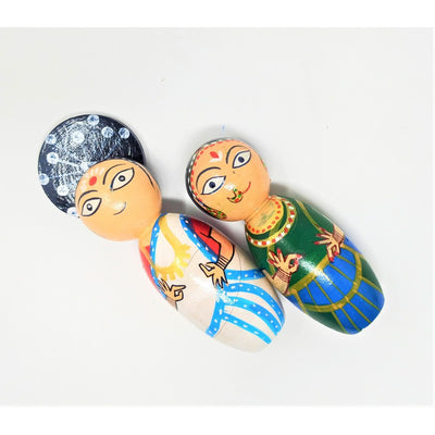 Wooden Toy Pretend Play Odissi Peg Dolls