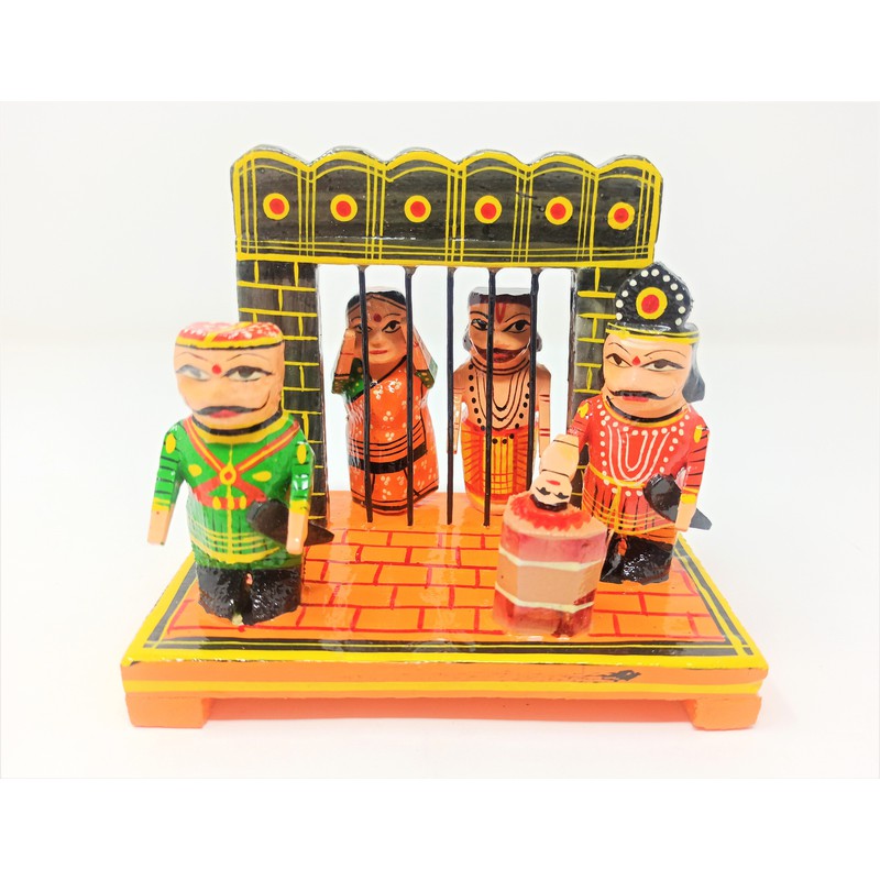 Vasudev & Devaki in Jail Pretend Play Story Telling Set ( Wooden )