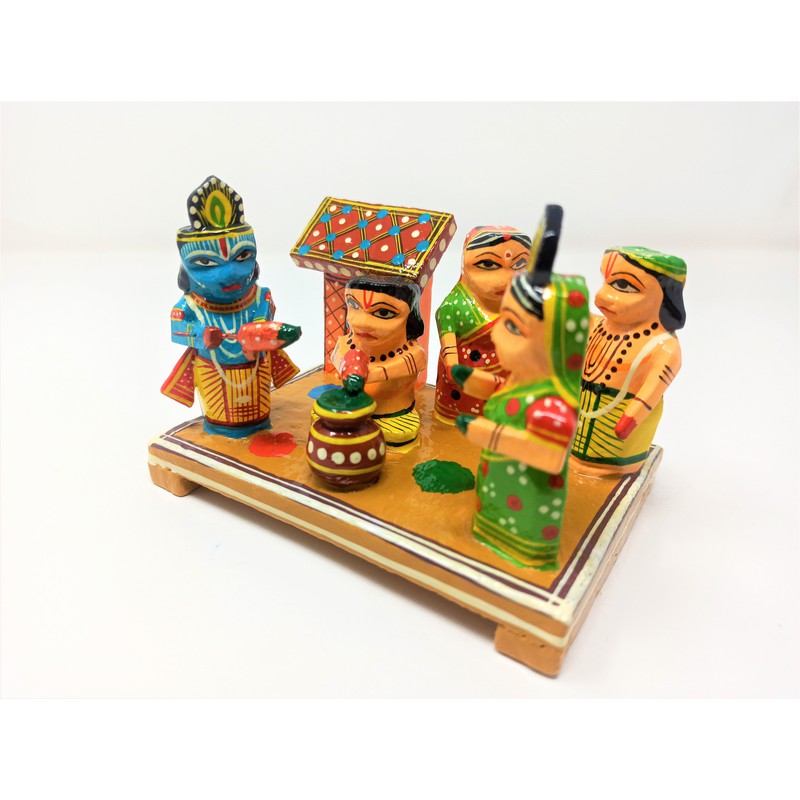 Shri Krishna Playing Holi - Pretend Play Story Telling Set ( Wooden )