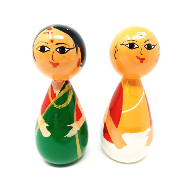 Wooden Pandit Ji Family - Peg Dolls Set