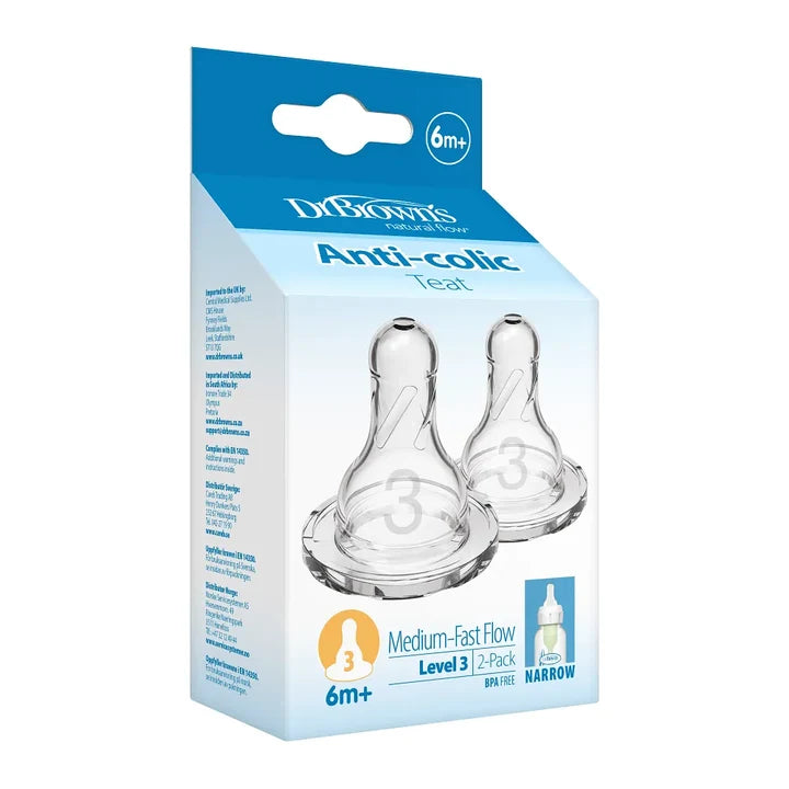 Dr. Browns Natural Flow Narrow Baby Bottle Silicone Level 3 Nipple