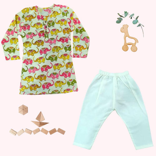 Zikku Elephant Carnival Kurta Set (Unisex)