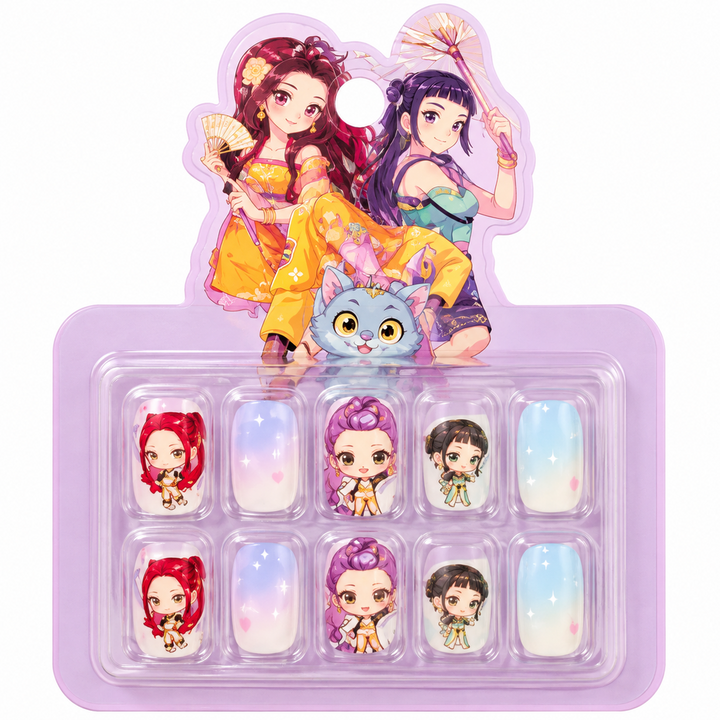 Cute Press-On Nails for Kids – 10 Pieces | Colourful Artificial Nail Art Set