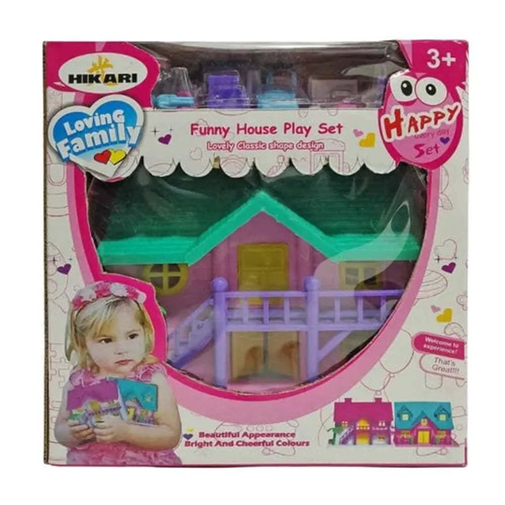 Hikari Funny House Play Set for Kids | 2-Storey Dollhouse with Furniture & Accessories | Pretend & Role Play Toy