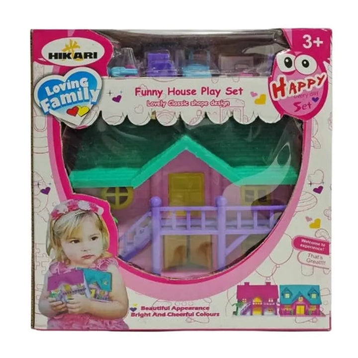 Hikari Funny House Play Set for Kids | 2-Storey Dollhouse with Furniture & Accessories | Pretend & Role Play Toy