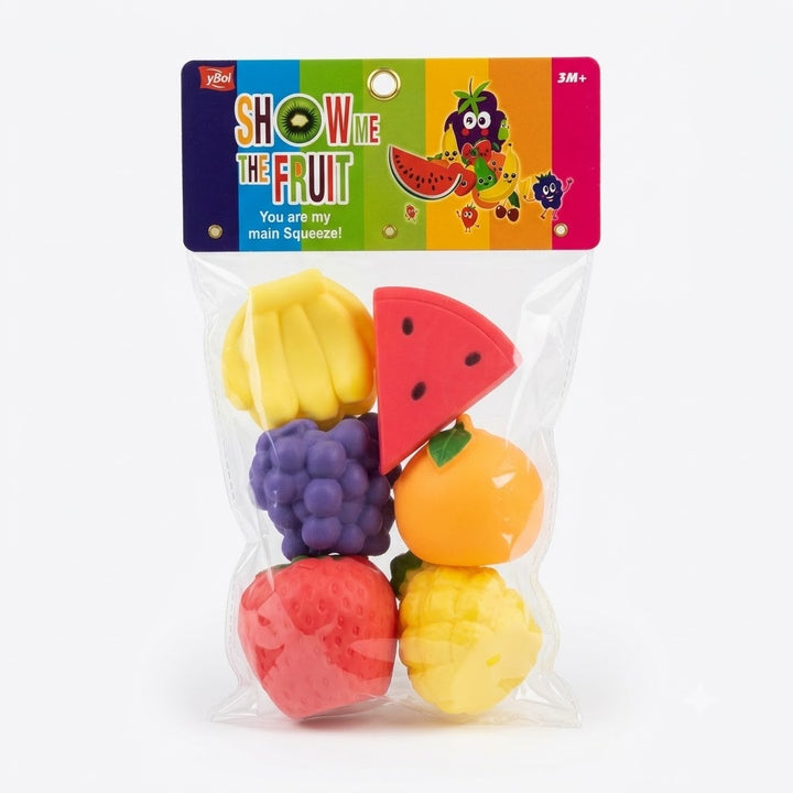Toyboi Show Me The Fruit Squeeze Toys Set | Colourful Fruit-Shaped Squeeze Toys | Soft Sensory Fidget Toys for Kids