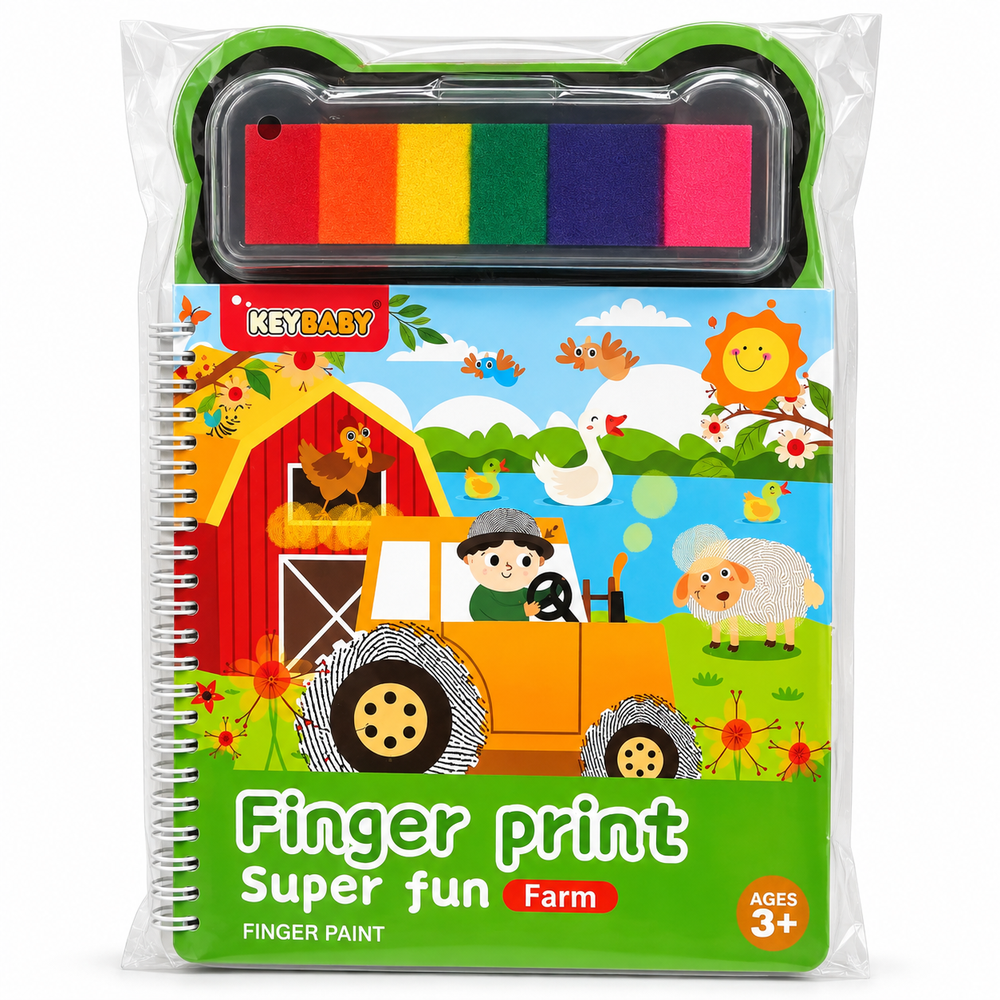 Key Baby Finger Print Super Fun Farm Art Kit for Kids | Finger Painting Activity Book with Colour Ink Pads | Creative Art & Craft