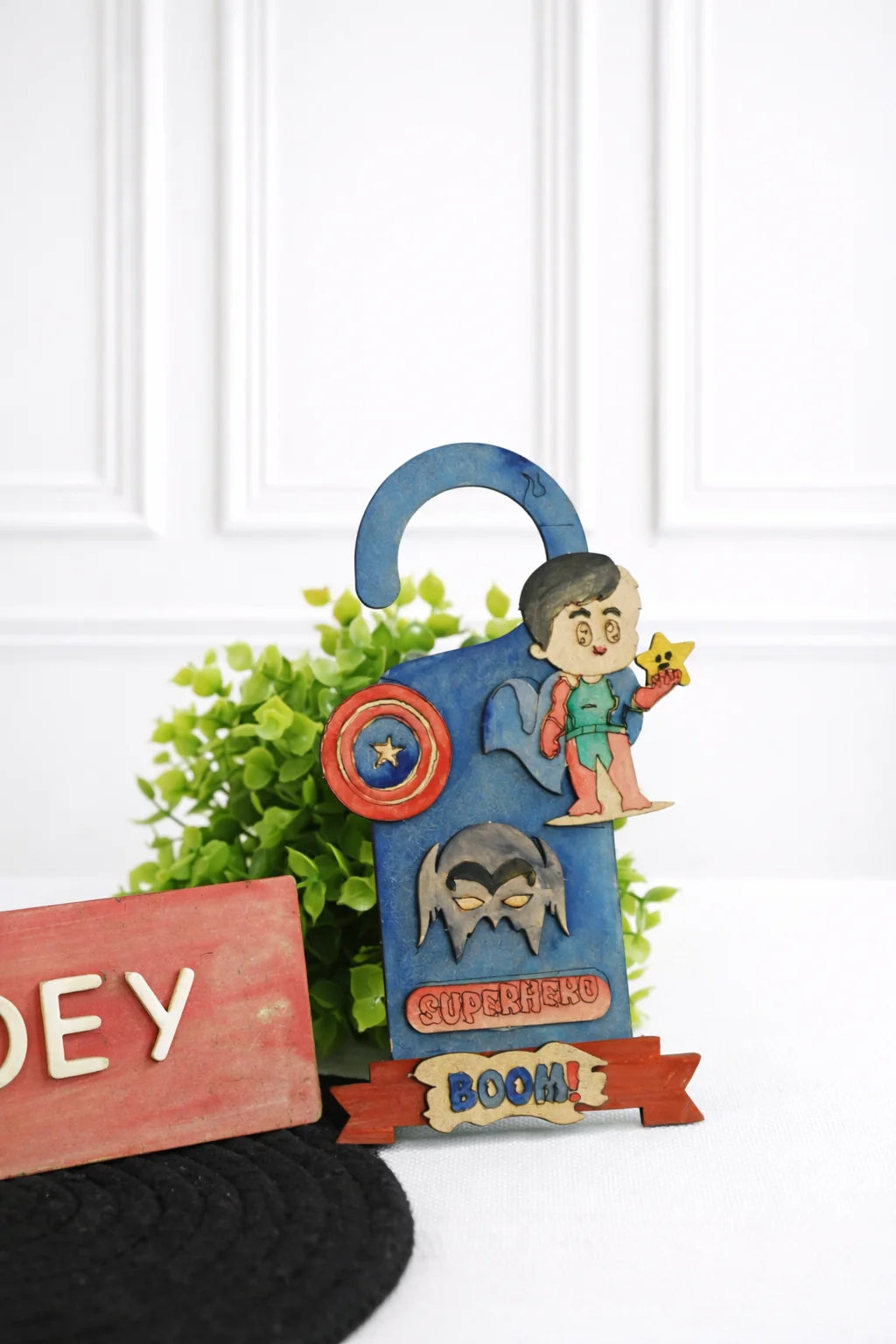 Ilearnngrow Superhero Rakhi Combo – DIY Superhero Door Knob & Name Plate Kit with Superhero Rakhi