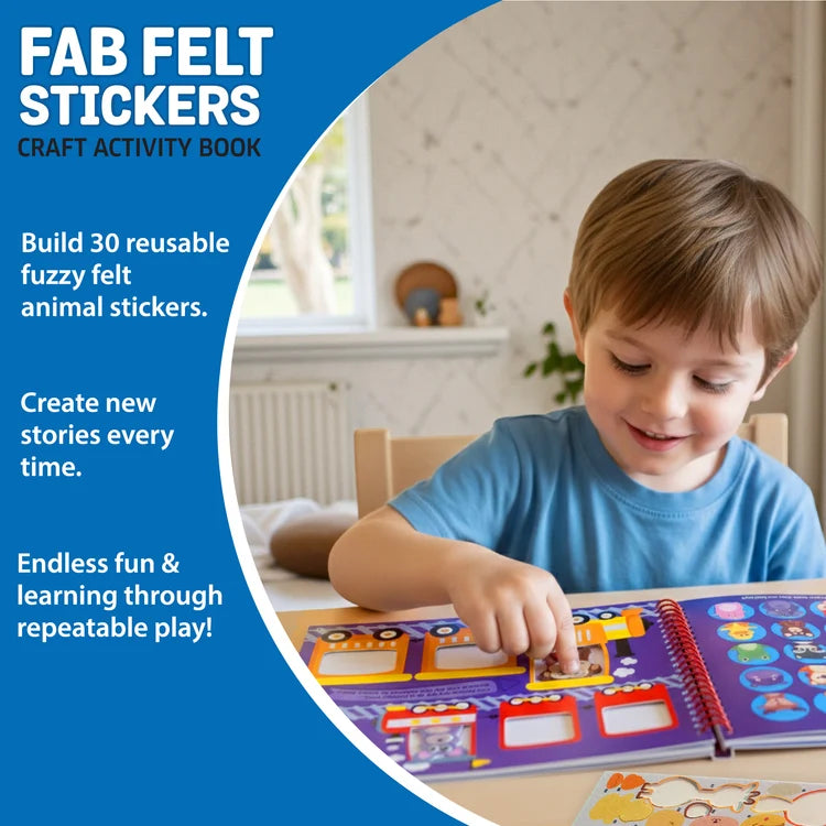 Chalk & Chuckles Fab Felt Stickers Craft Activity Book | Encourages Creativity Skills