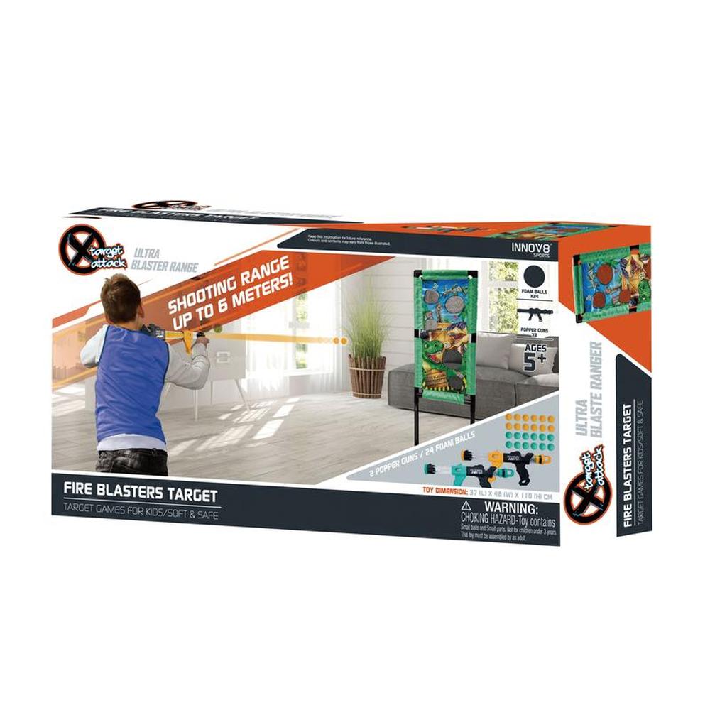 Innov8 Dino Fire Target Set - Dual Air Powered Foam Blasters with Soft Balls (5-10 Years)