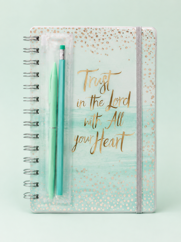 Mint Green Inspirational A5 Spiral Notebook Set | "Trust in the Lord with All Your Heart" Journal with Pen & Mechanical Pencil
