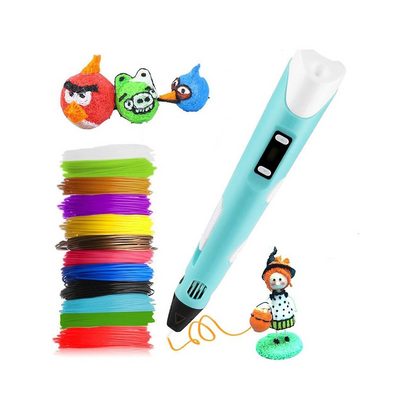 Multicolor 3D Printing Doodle Drawing Pen With ICD Screen And Filaments (Assorted Color)