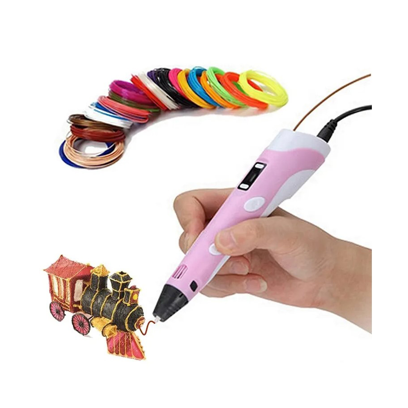 Multicolor 3D Printing Doodle Drawing Pen With ICD Screen And Filaments (Assorted Color)