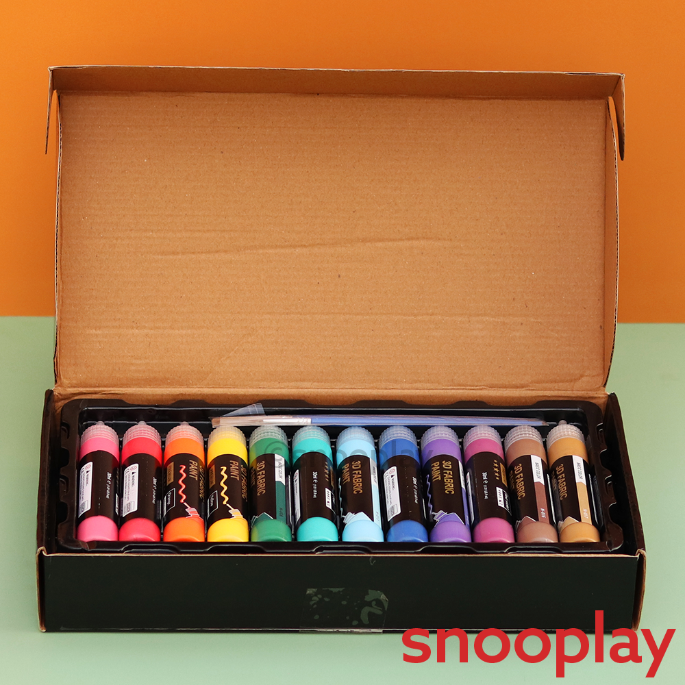 3D Fabric Paint - 24 Colours & 3 Brushes (6-10 Years)