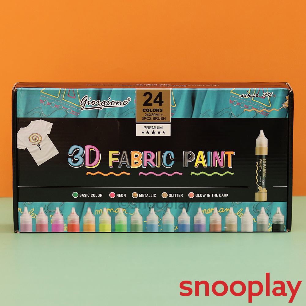 3D Fabric Paint - 24 Colours & 3 Brushes (6-10 Years)