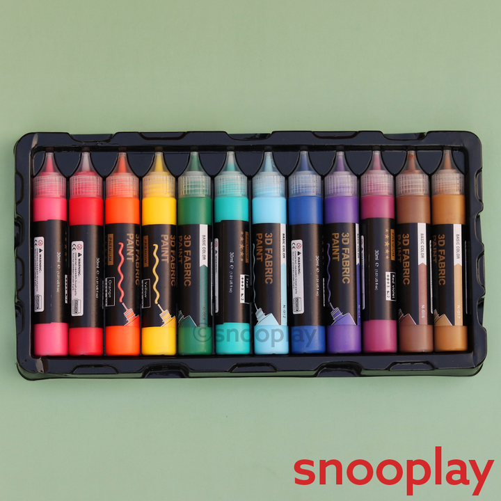3D Fabric Paint - 24 Colours & 3 Brushes (6-10 Years)