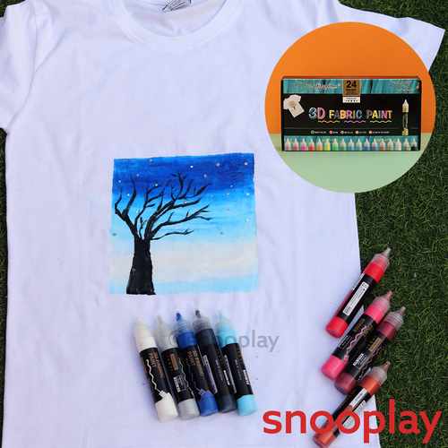 3D Fabric Paint - 24 Colours & 3 Brushes (6-10 Years)