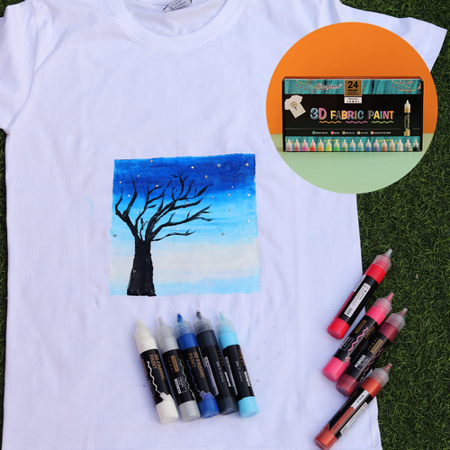 3D Fabric Paint - 24 Colours & 3 Brushes (6-10 Years)