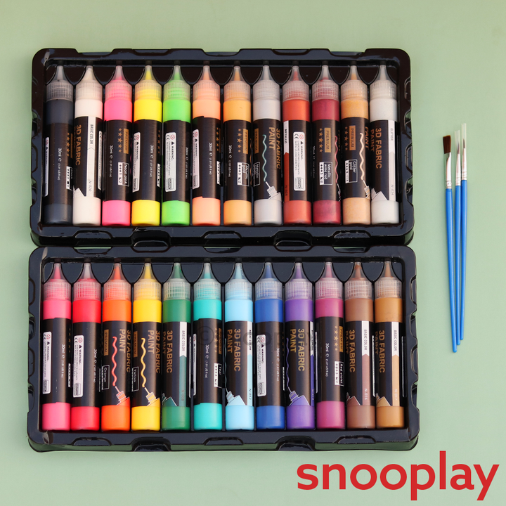 3D Fabric Paint - 24 Colours & 3 Brushes (6-10 Years)