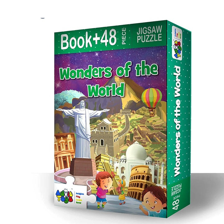 Wonders of the World - Jigsaw Puzzle (48 Piece + Educational Fun Fact Book Inside)