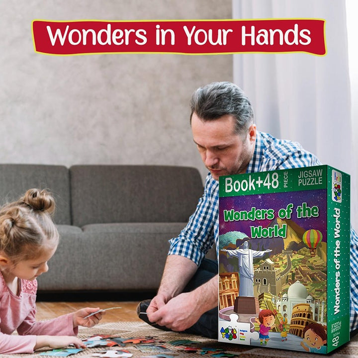 Wonders of the World - Jigsaw Puzzle (48 Piece + Educational Fun Fact Book Inside)