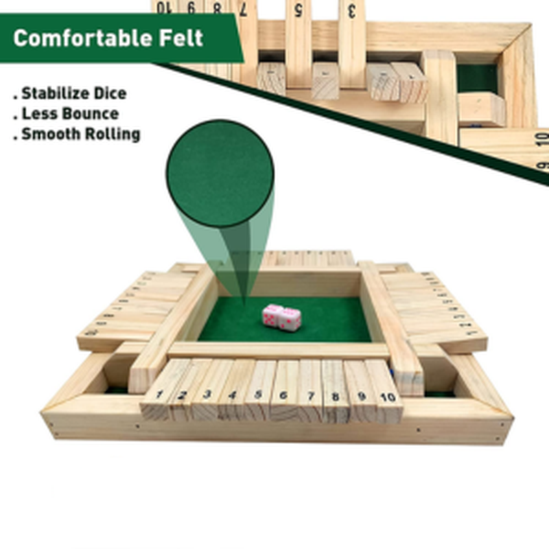 Shut The Box Dice Wooden Board Table Math Game with 2 Dice