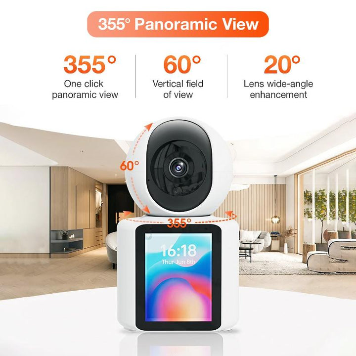 Indoor 2MP Security Camera with Screen, 2 Way Voice & Video Calling and WiFi 2.4Ghz (2-18 Years)