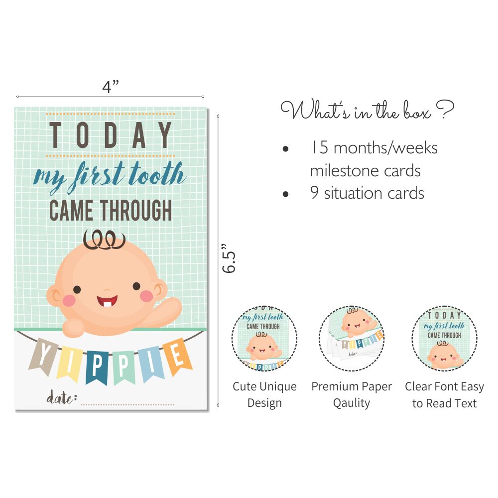 Baby Boy Milestone Cards- Pack of 24