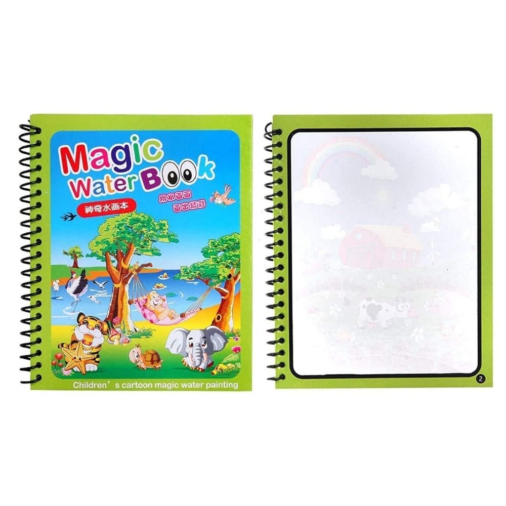 Quick Dry Re-Usable Magic Coloring Water Book Doodle with Magic Pen (Assorted Design) (Pack of 6)