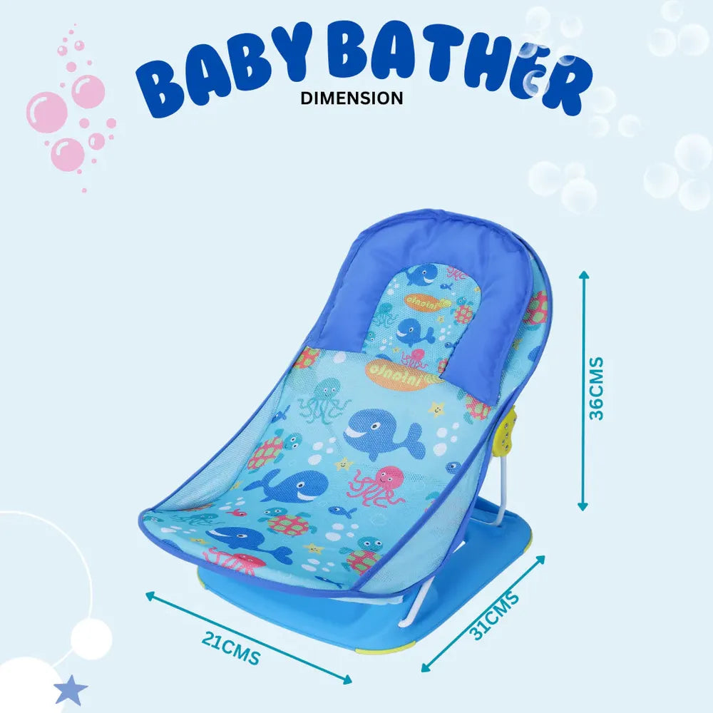 Infanto Baby Bather - Washable Mesh, Adjustable Backrest & Head Support