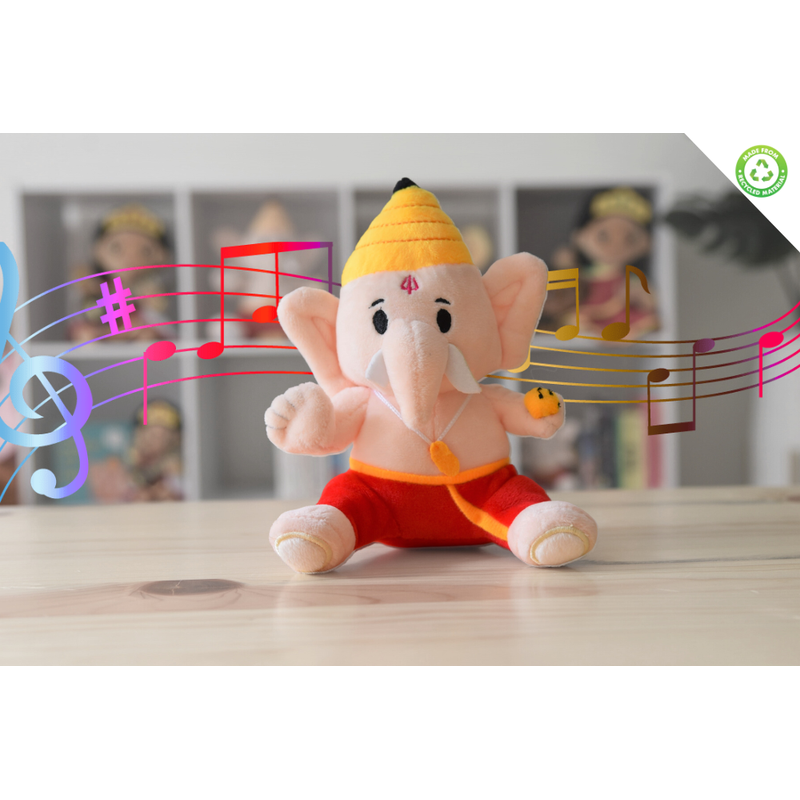 Baby Ganesh Collection - Mantra Singing Plush Toys With Modi Toys Book