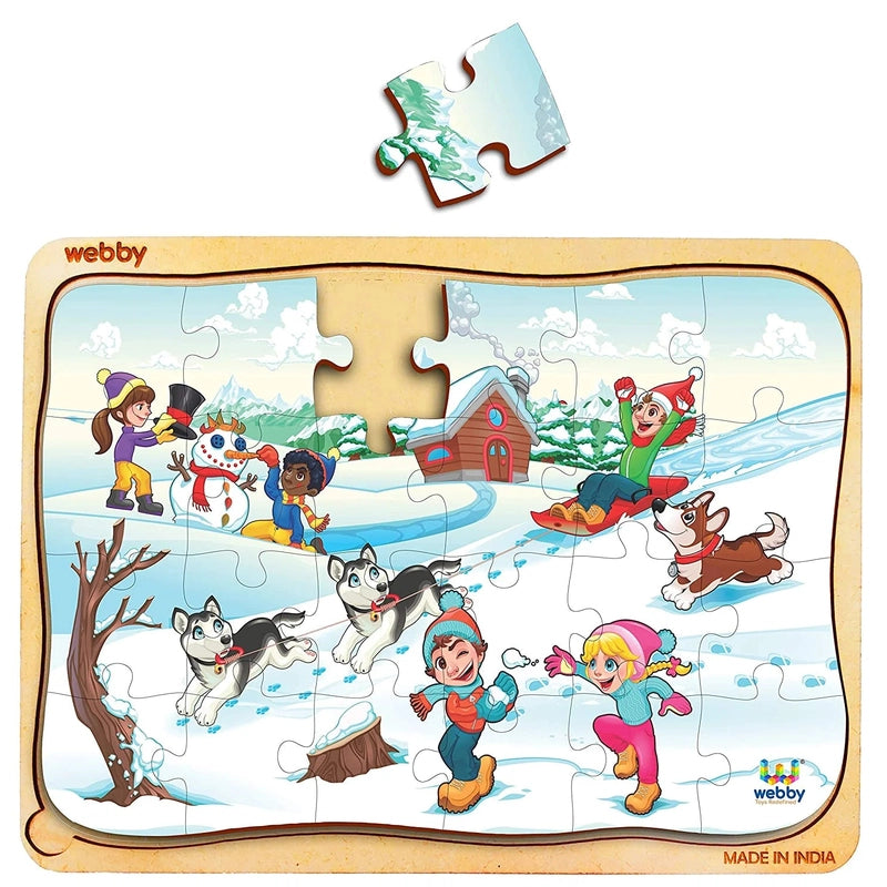 Winter Scene Wooden Jigsaw Puzzle, 24pcs