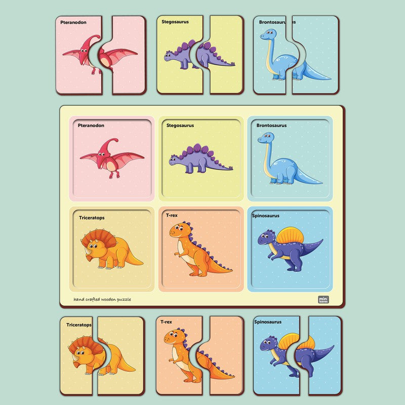 2 Piece Of Dinosaurs Puzzle (Set of 6)