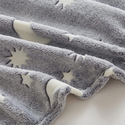 Moon and Stars Luminous Throw Grow in Dark Blanket