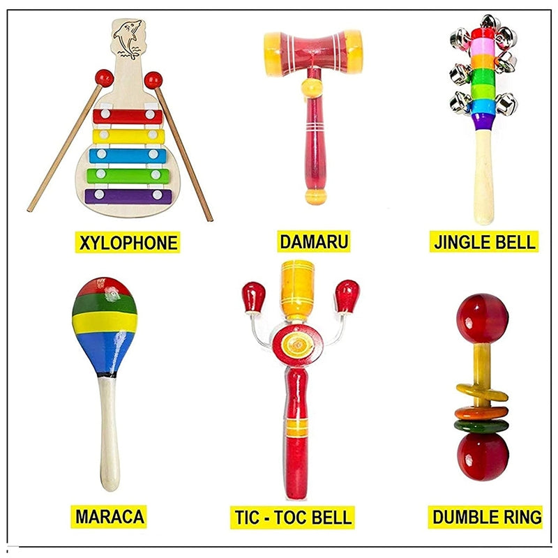 Baby Rattle Wooden Musical Toys - Set of 6