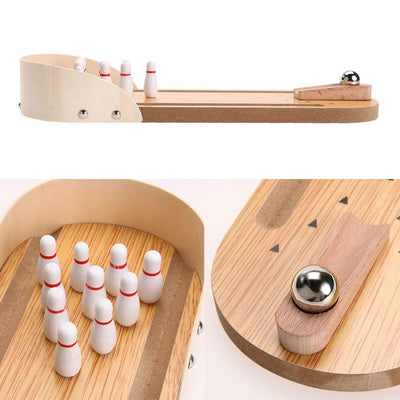 Wooden Mini Bowling Game Tabletop Toy Set