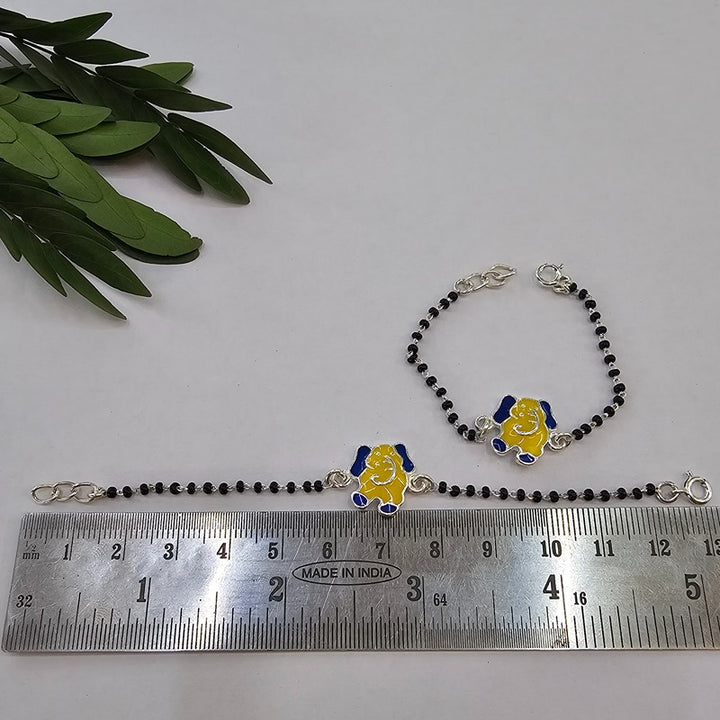 Pair of Sterling Silver 925 Yellow Ganesha Kids Blackbead Nazaria Bracelet