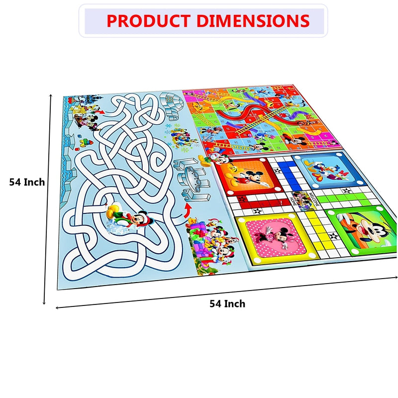 Mickey Mouse Printed Jumbo 3 in 1 Ludo, Snake & Ladder and Town Game with Dice & Tokens