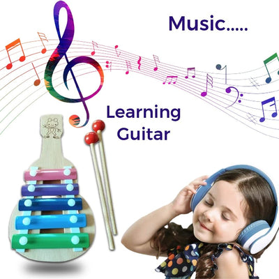 Learnings Craft Guitar Xylophone, Musical Toy for Kids with Child Safe Mallets, Best Educational Development Musical Kid Toy as Best Holiday/Birthday Gift for Your Mini Musicians